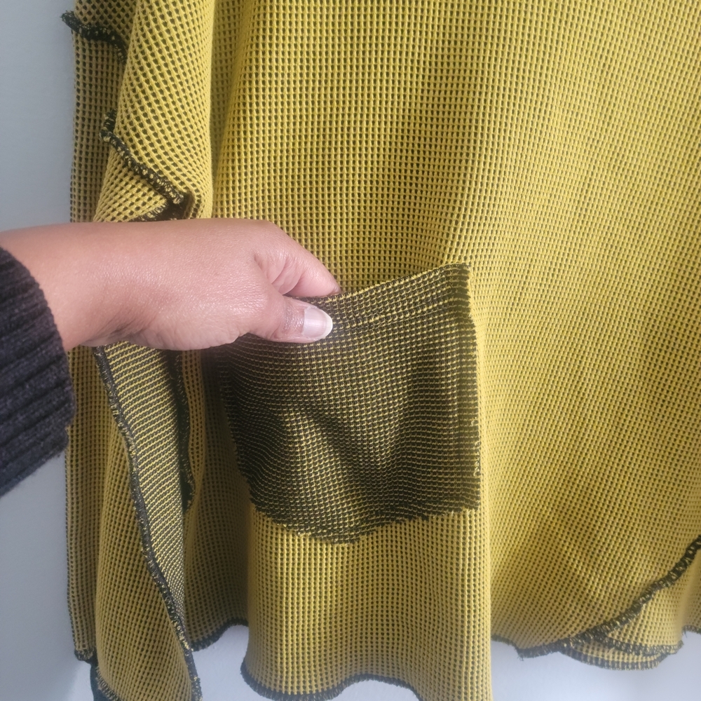 FENINI Patch Waffle Knit Reversed Seam Detail Sweater Size S Lagenlook Oversized - Picture 5 of 10